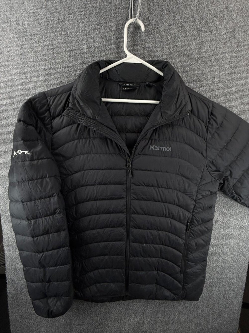 Marmot Men 600 Fill Black Down Insulated Winter Jacket Size Large Zip Pockets